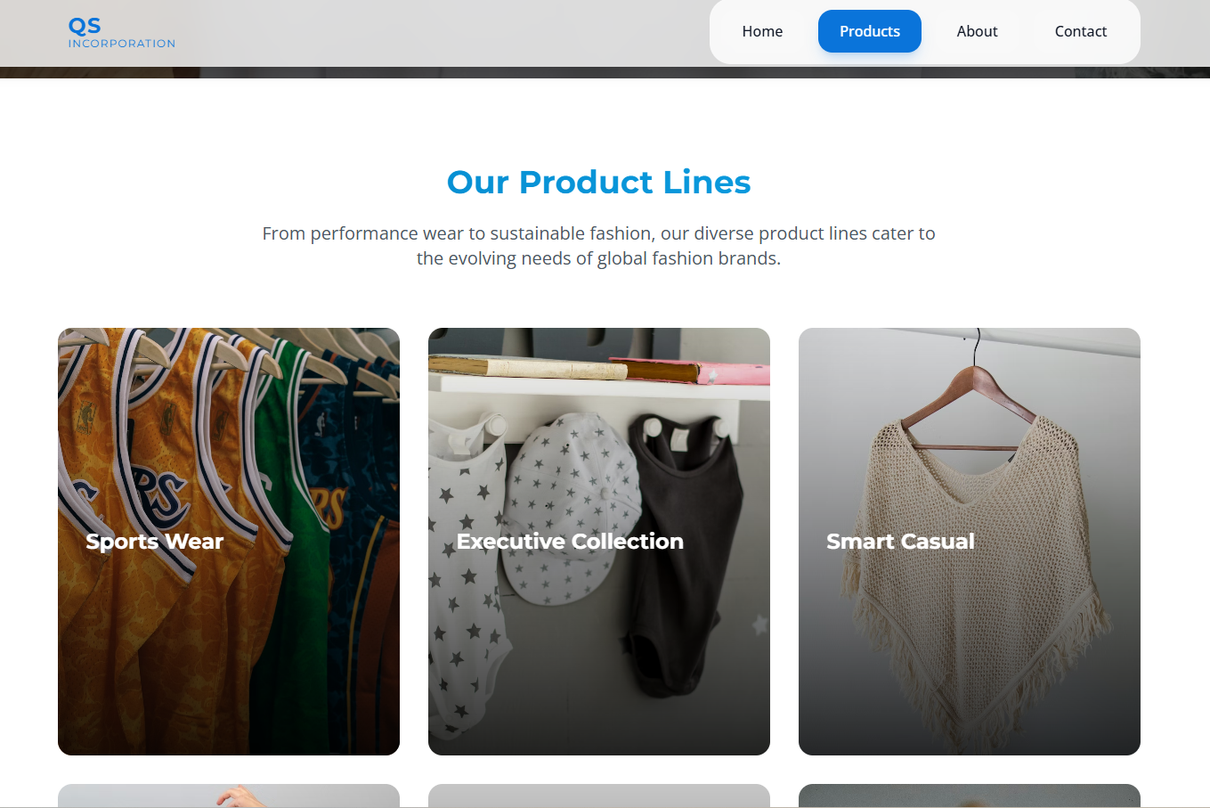 QS Incorporation services section for incorporation, tax, and accounting