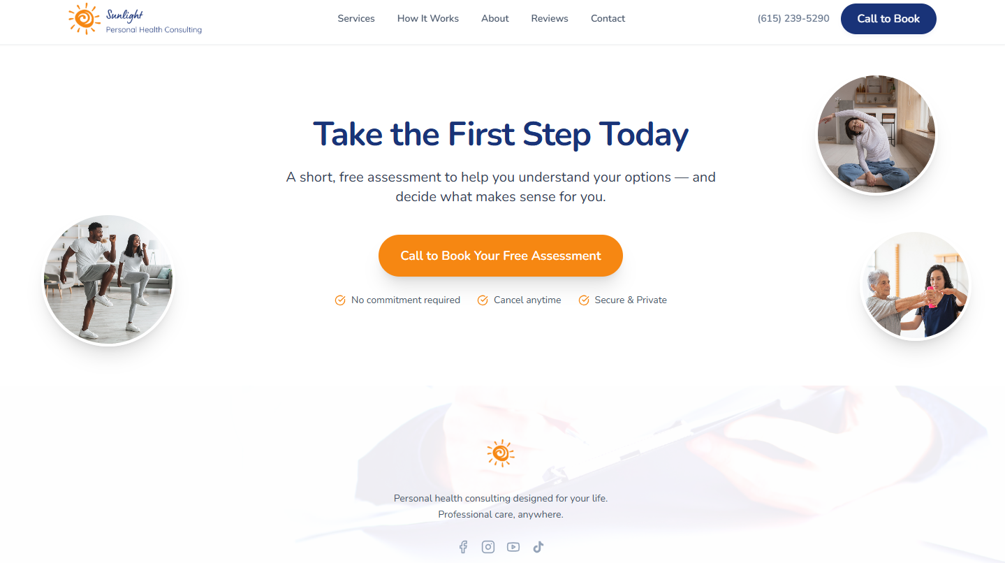 Sunlight PHC contact section with form and contact details